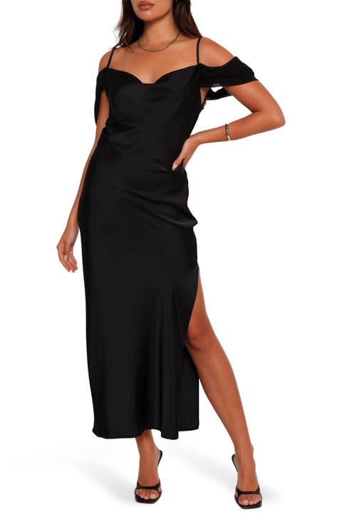 Reyna Off the Shoulder Satin Maxi Dress