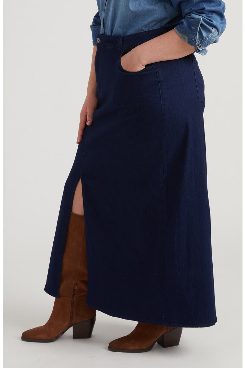 Denim Maxi Skirt, Alternate, color, DARK INDIGO