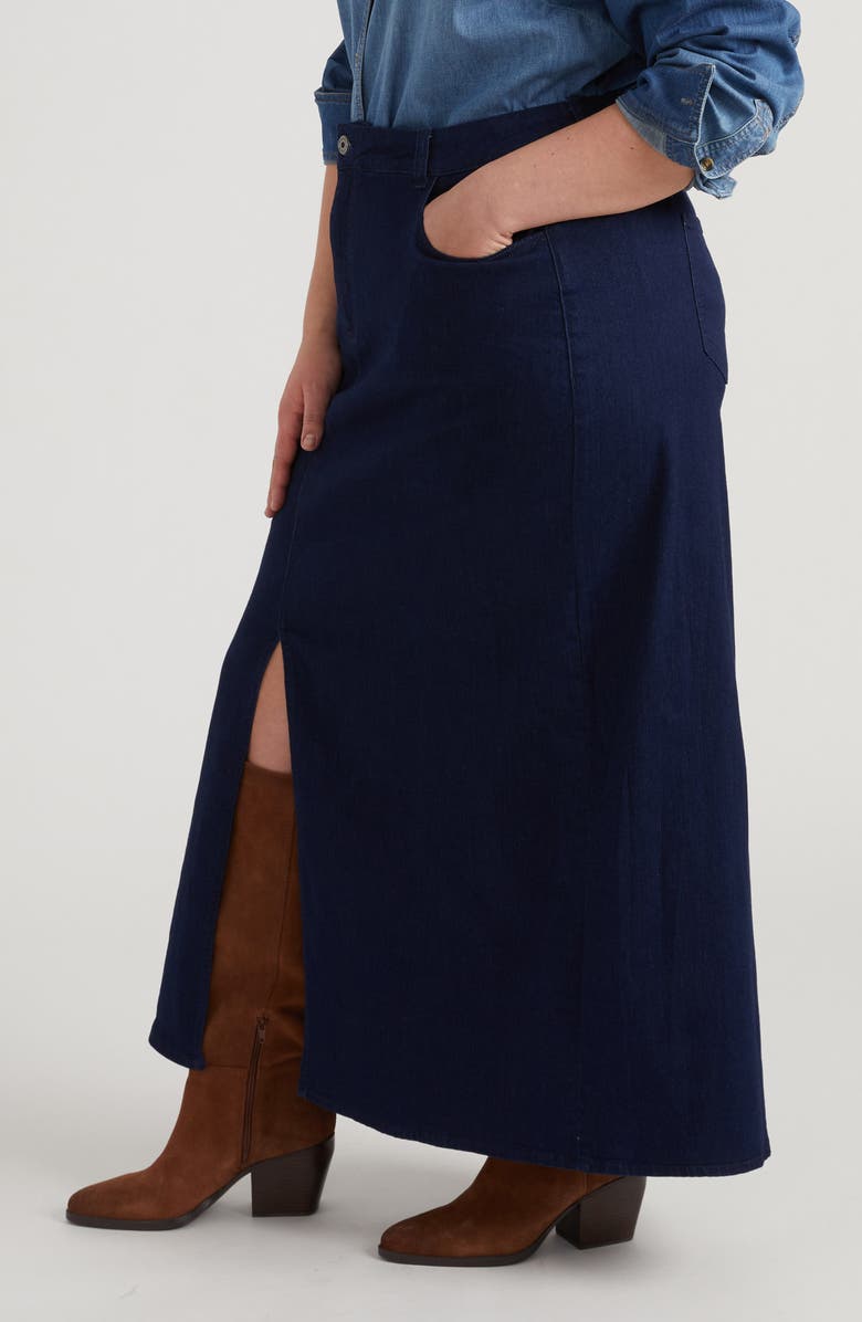 Universal Standard Denim Maxi Skirt, Alternate, color, Dark Indigo