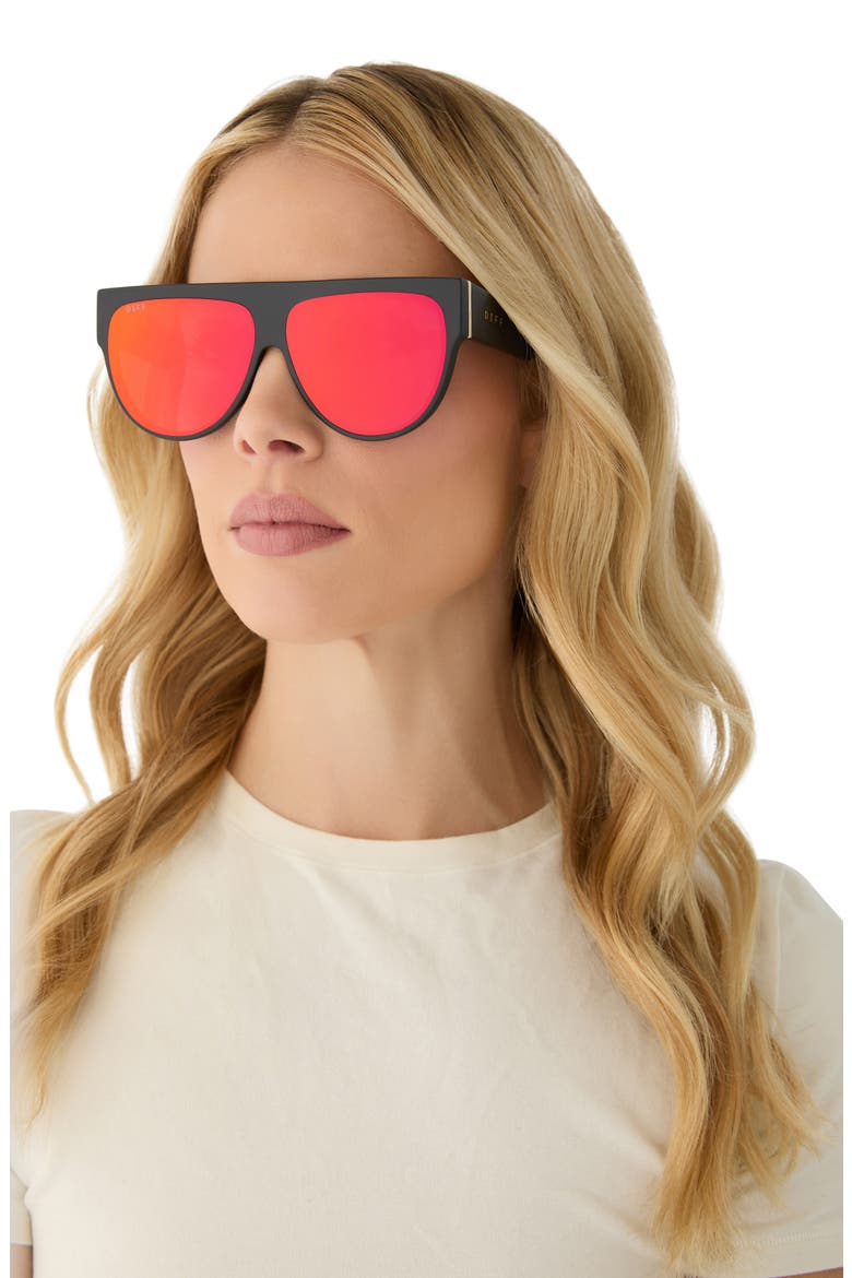 Georgie 58mm Gradient Shield Sunglasses, Alternate, color, MATTE BLACK / RED HOT MIRROR