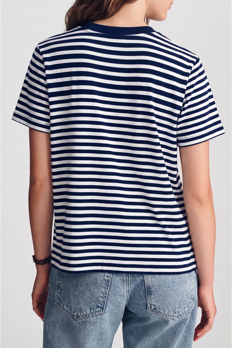 Striped Longline Short Sleeve Organic Cotton T-Shirt, Alternate, color, Navy/White