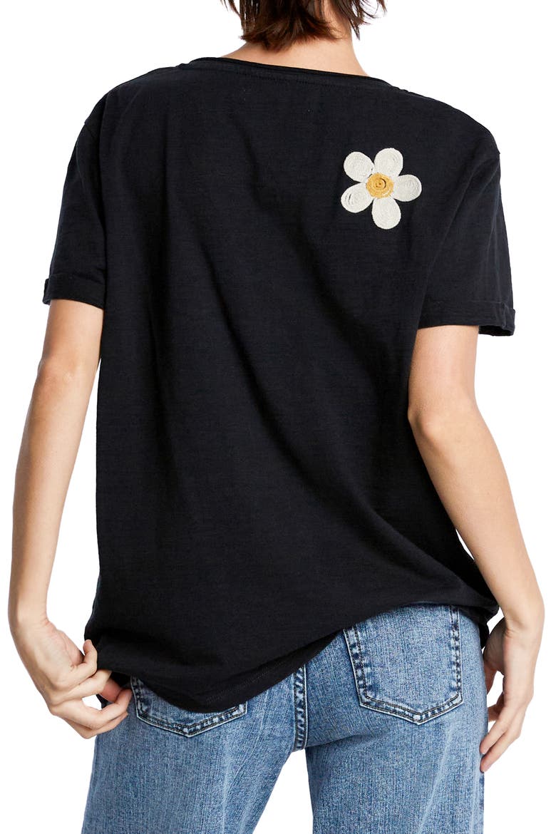 Pocketful of Sunshine Embroidered Cotton Graphic Pocket T-Shirt, Alternate, color, INK
