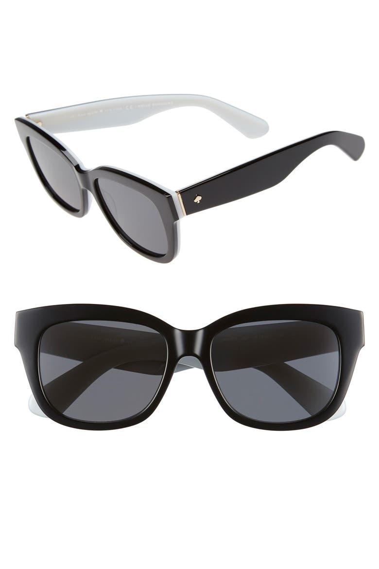 'lorelle' 53mm cat eye sunglasses, Main, color, BLACK/ WHITEDNU