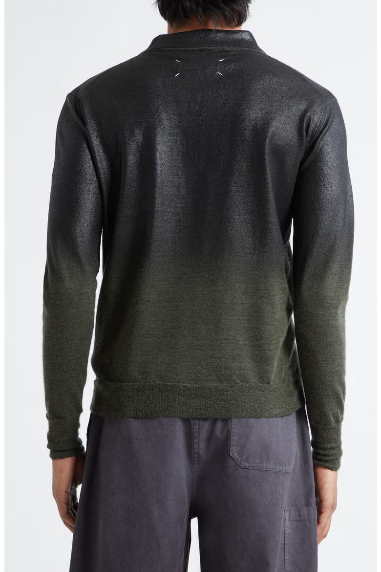 Metallic Long Sleeve Polo, Alternate, color, GREEN/ BLACK