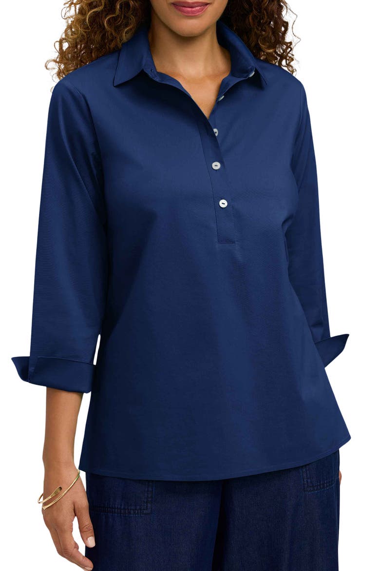 Therese Button Back Popover Shirt, Main, color, NAVY BLUE