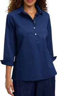Foxcroft Therese Button Back Popover Shirt