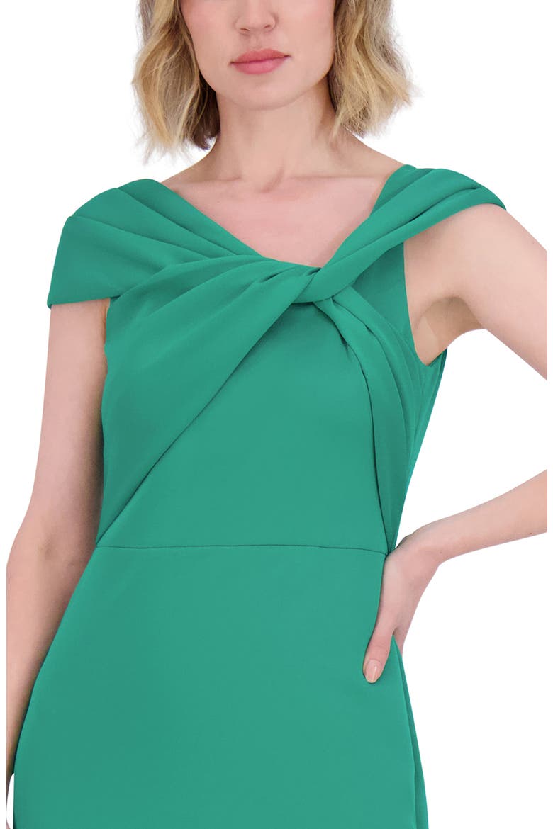 Wrap Neckline Scuba Crepe Gown, Alternate, color, JADE