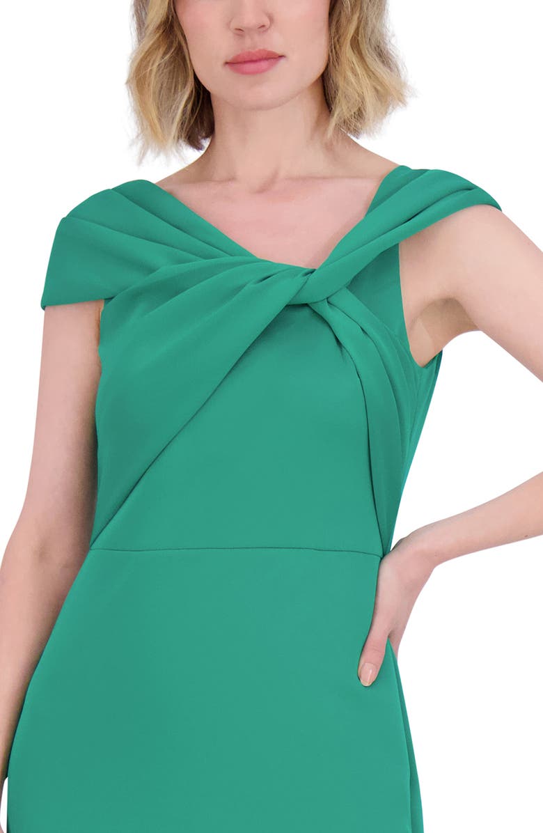 Wrap Neckline Scuba Crepe Gown