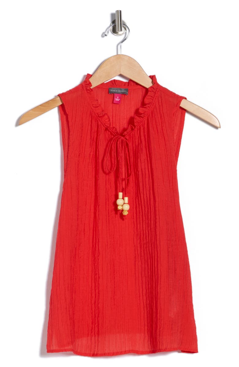 Vince Camuto Front Slit Flowy Shell, Alternate, color, Scarlet Glow