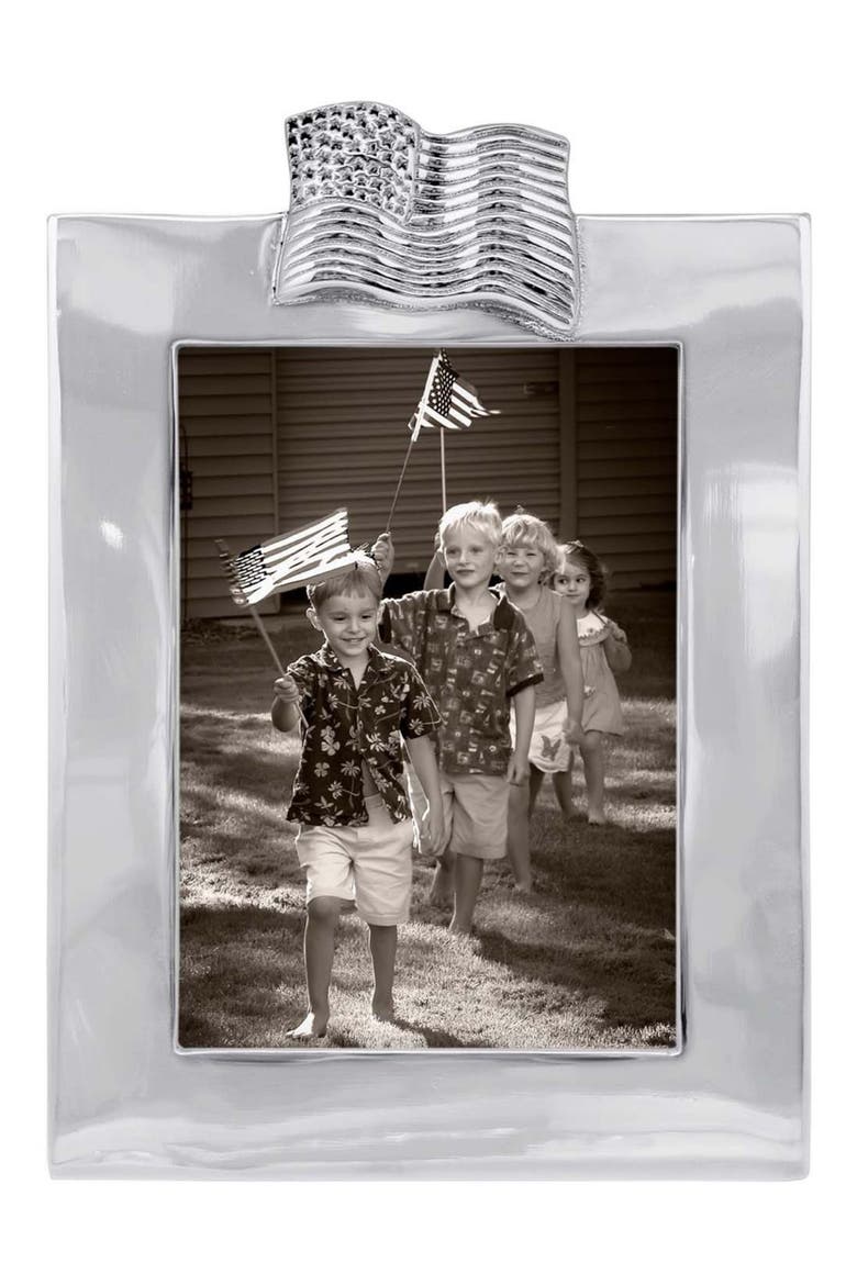 American Flag 5 x 7-Inch Picture Frame, Main, color, SILVER