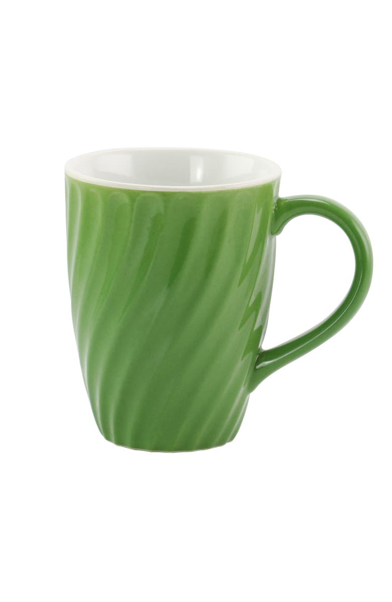 MR COFFEE Color Delight 6 Piece 10 Ounce Stoneware Mugs with Metal Stand, Alternate, color, Blue