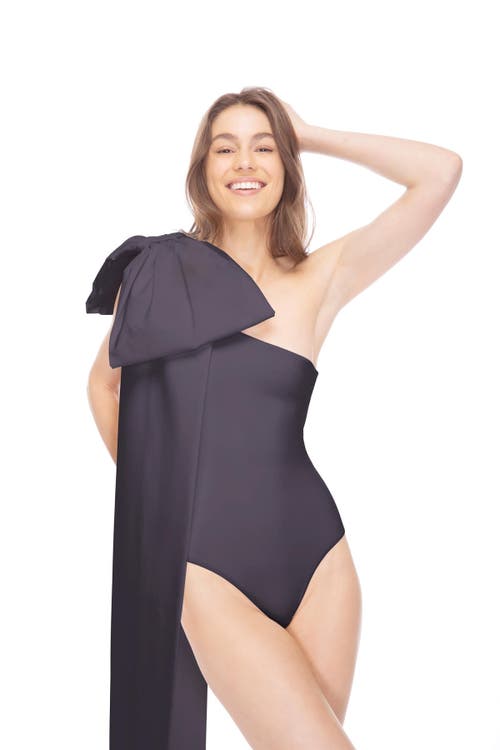 Tabacaru Milly Black One-piece Swimsuit In Black With Black Bow