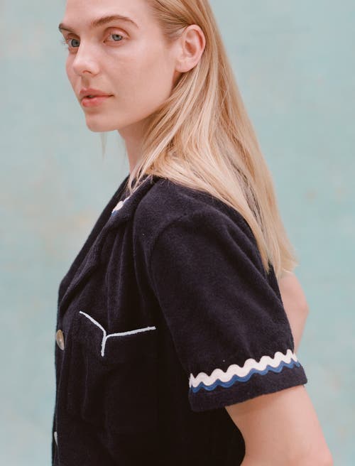 Tombolo 'rick Rack' Cabana ~ Crop Cut In Midnight Blue