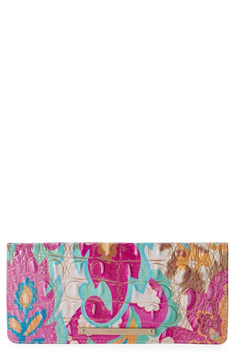 'Ady' Croc Embossed Continental Wallet