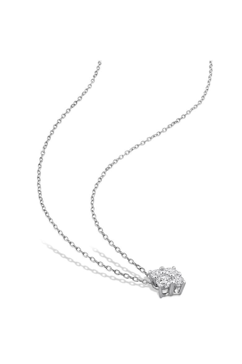 Lab-Grown Diamond Cluster Necklace, Alternate, color, Sterling silver