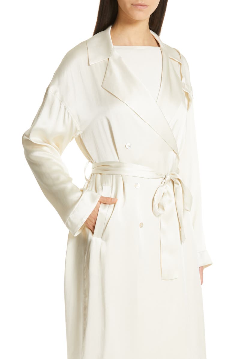 Mansur Gavriel Silk Satin Trench Coat, Alternate, color, 