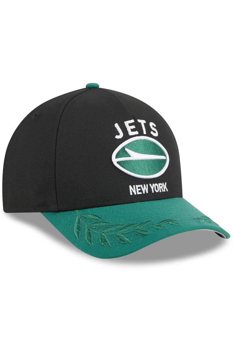 Men's New Era Black/Green New York Jets 2025 NFL Draft 9FORTY A-Frame M-Crown Adjustable Hat, Alternate, color, Black