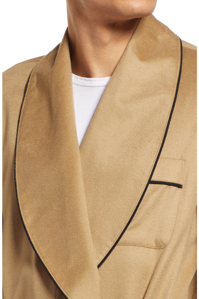 Woven Cashmere Robe, Alternate, color, CASHEW W/ BLACK BRAID