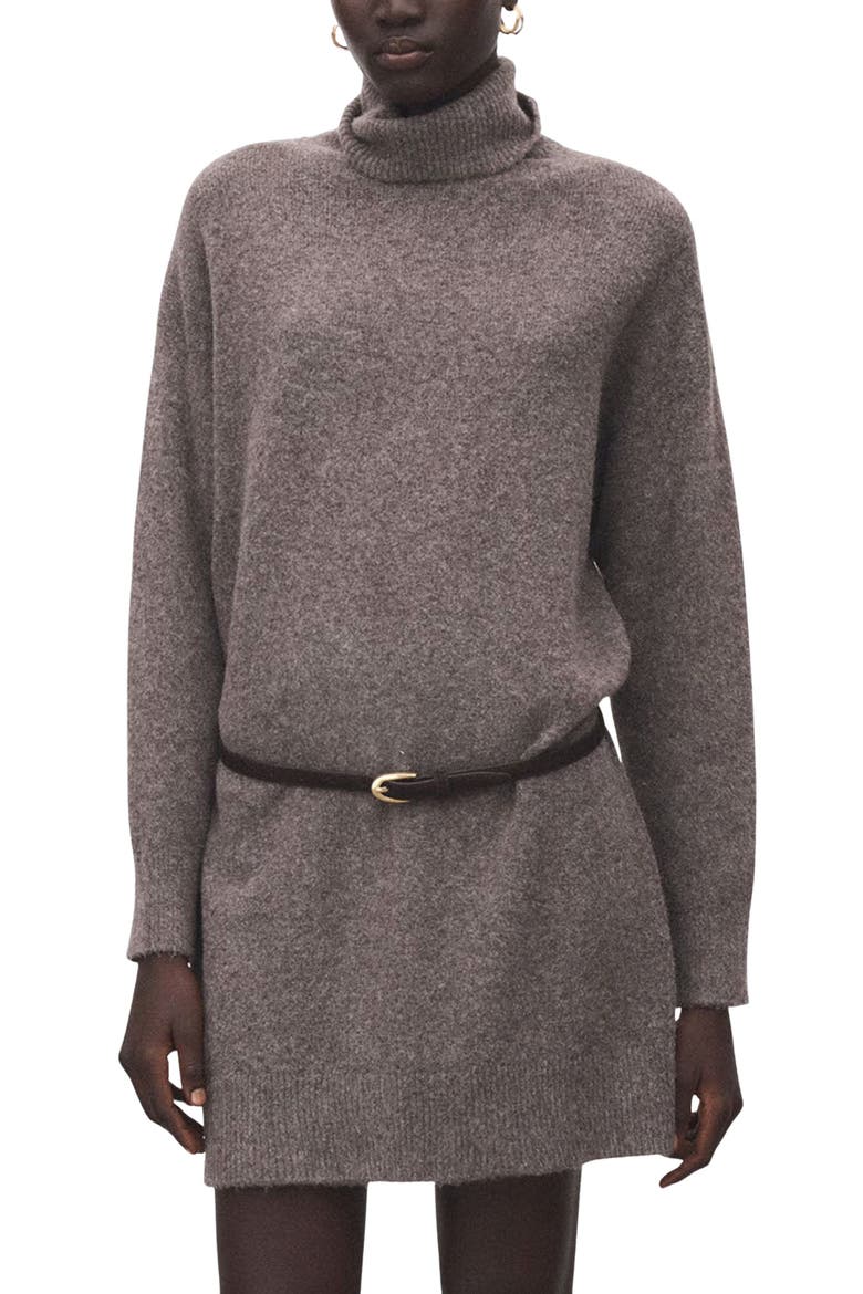 Turtleneck Long Sleeve Dress, Main, color, MEDIUM BROWN