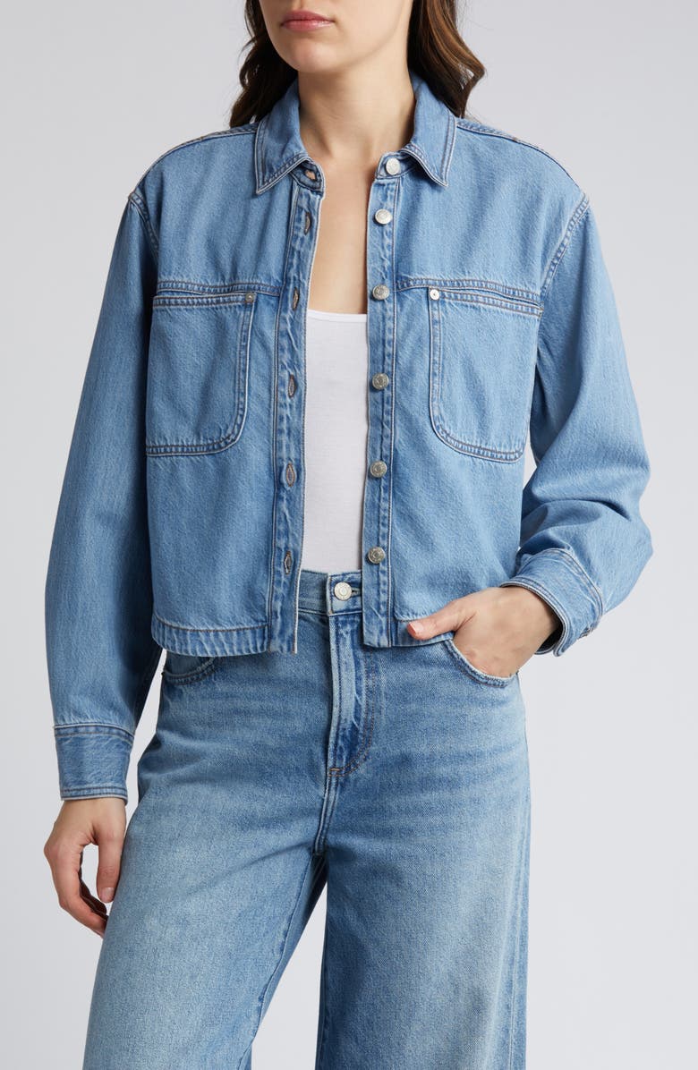 Madewell Denim Crop Shirt, Main, color, 