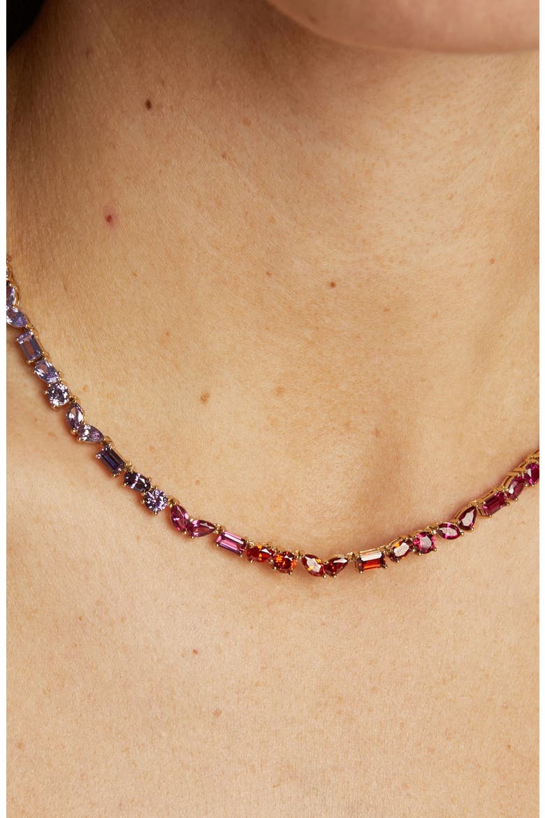 Mixed Shape Tennis Necklace, Alternate, color, Yellow