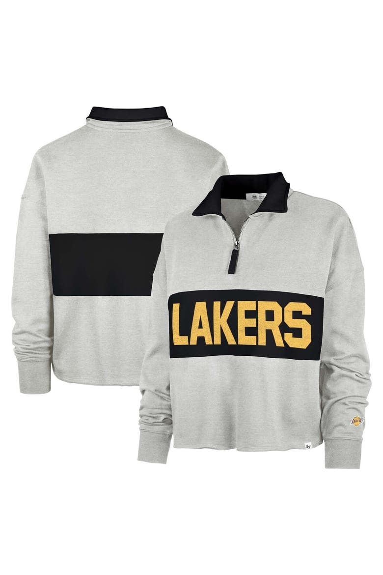 Women's '47 Heather Gray Los Angeles Lakers Breakthrough Remi Quarter-Zip Jacket, Main, color, Heather Gray
