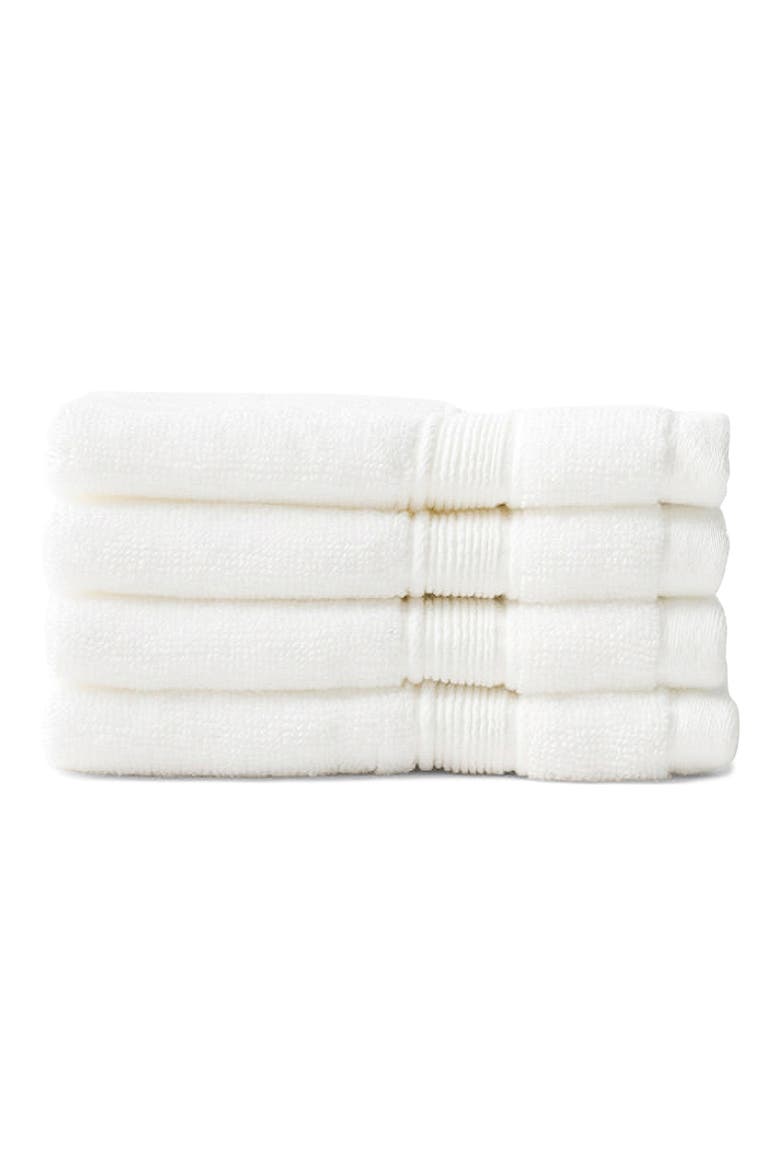 Luxe Set of 4 Washcloths, Main, color, WHITE