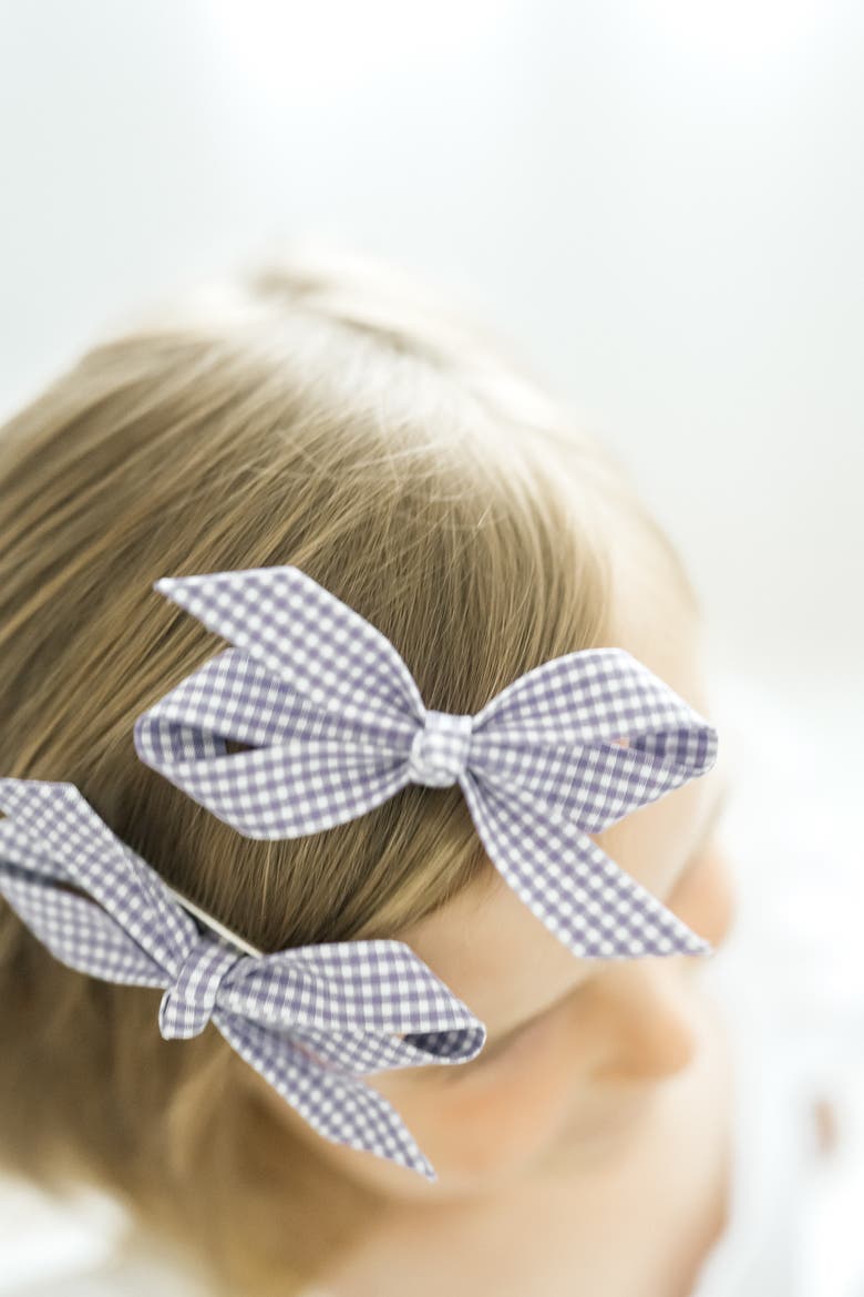 2pc Bow Clip Set, Alternate, color, Pink Gingham