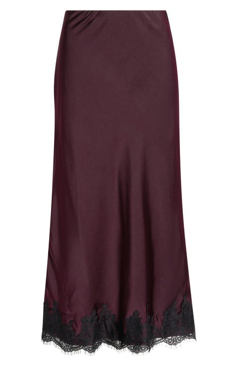 Vienna Lace Trim Satin Skirt