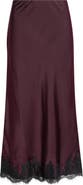 WAYF Vienna Lace Trim Satin Skirt
