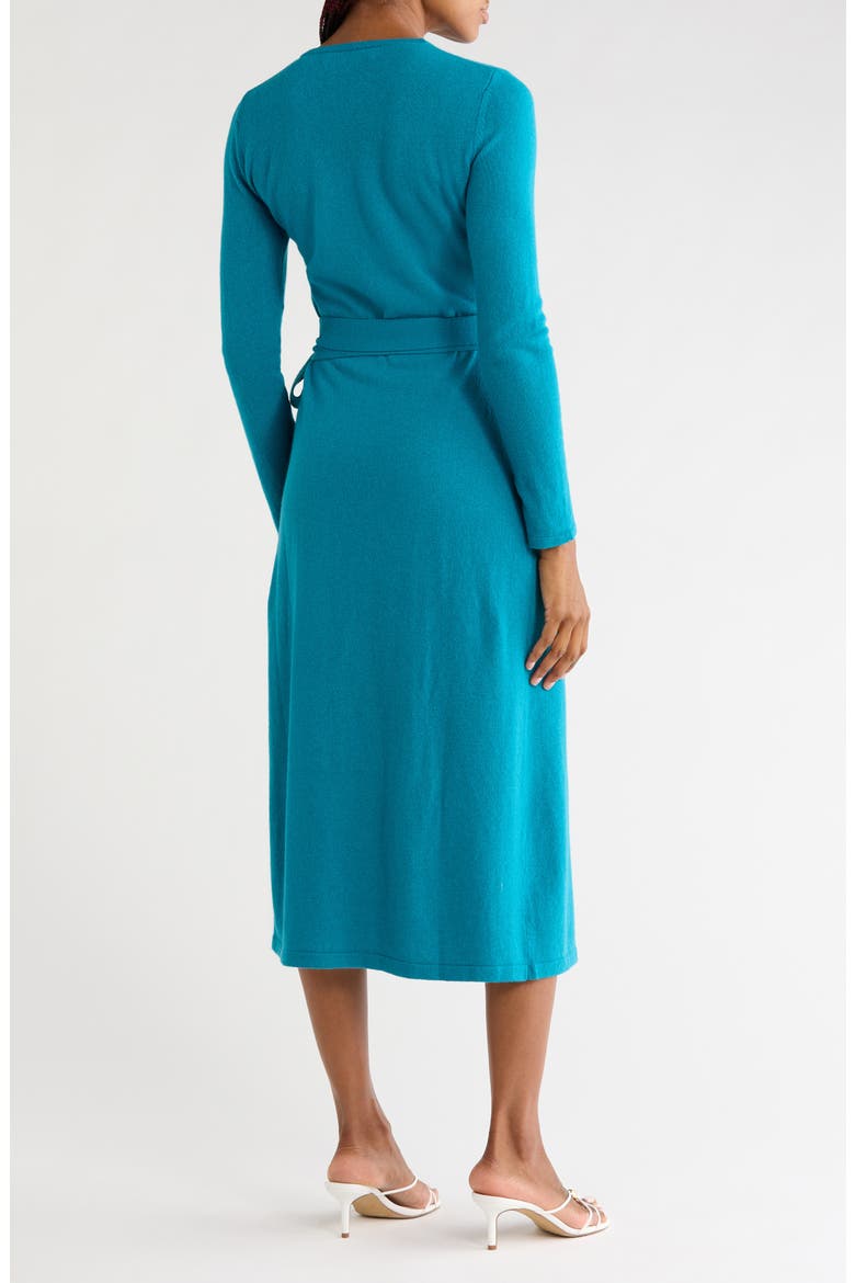 Astrid Wool & Cashmere Wrap Dress, Alternate, color, DARK TEAL
