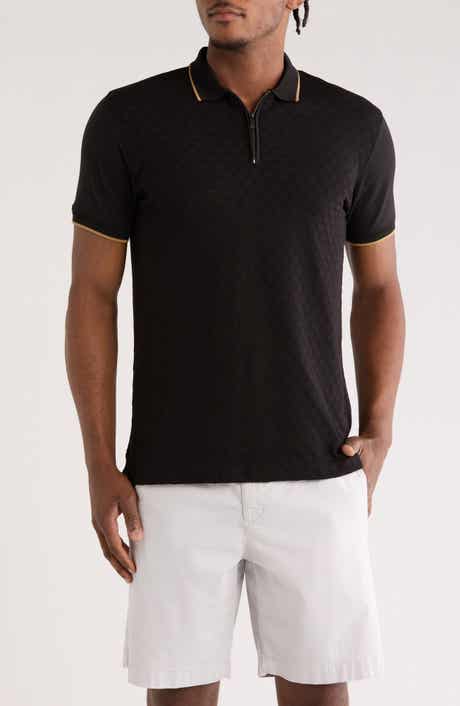 DENIM AND FLOWER Short Sleeve Cotton Blend Polo