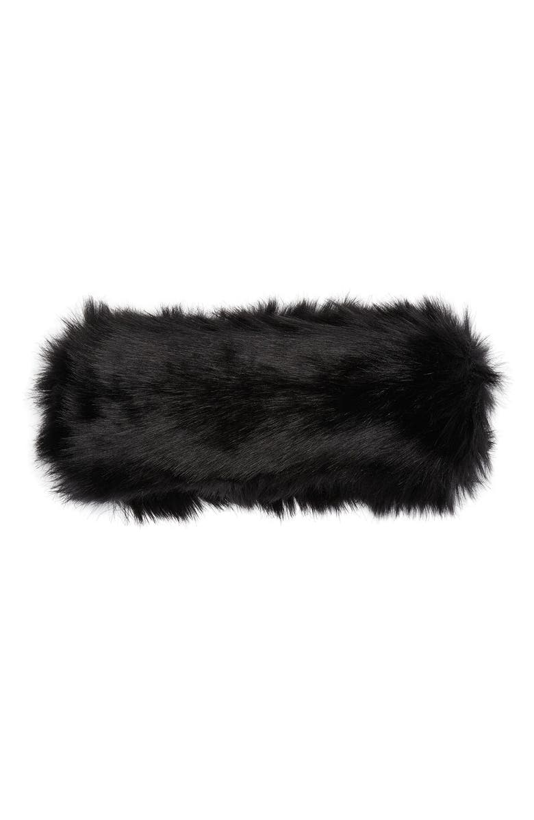 SURELL Faux Fur Headband, Main, color, Black