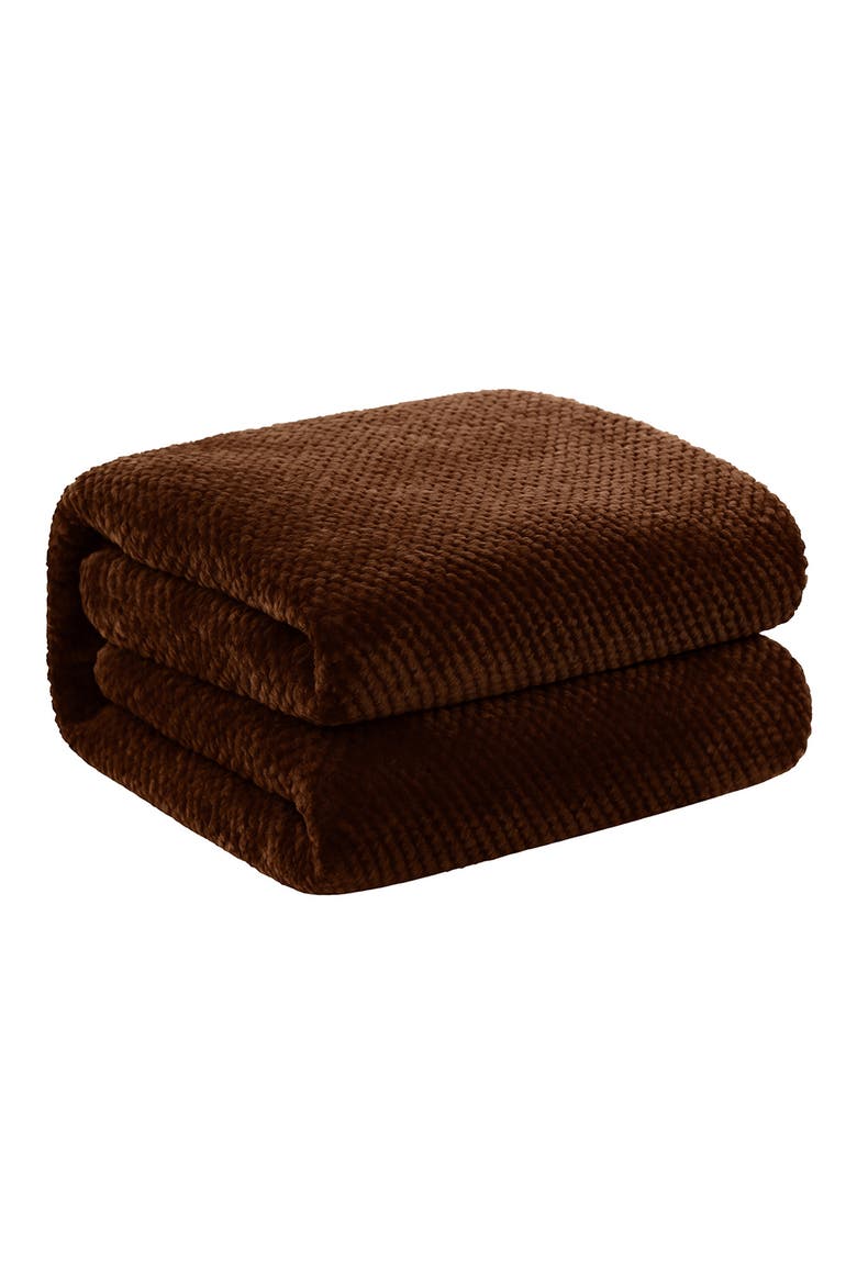 Textured Fleece Throw Blanket, Main, color, CHOCOLATE