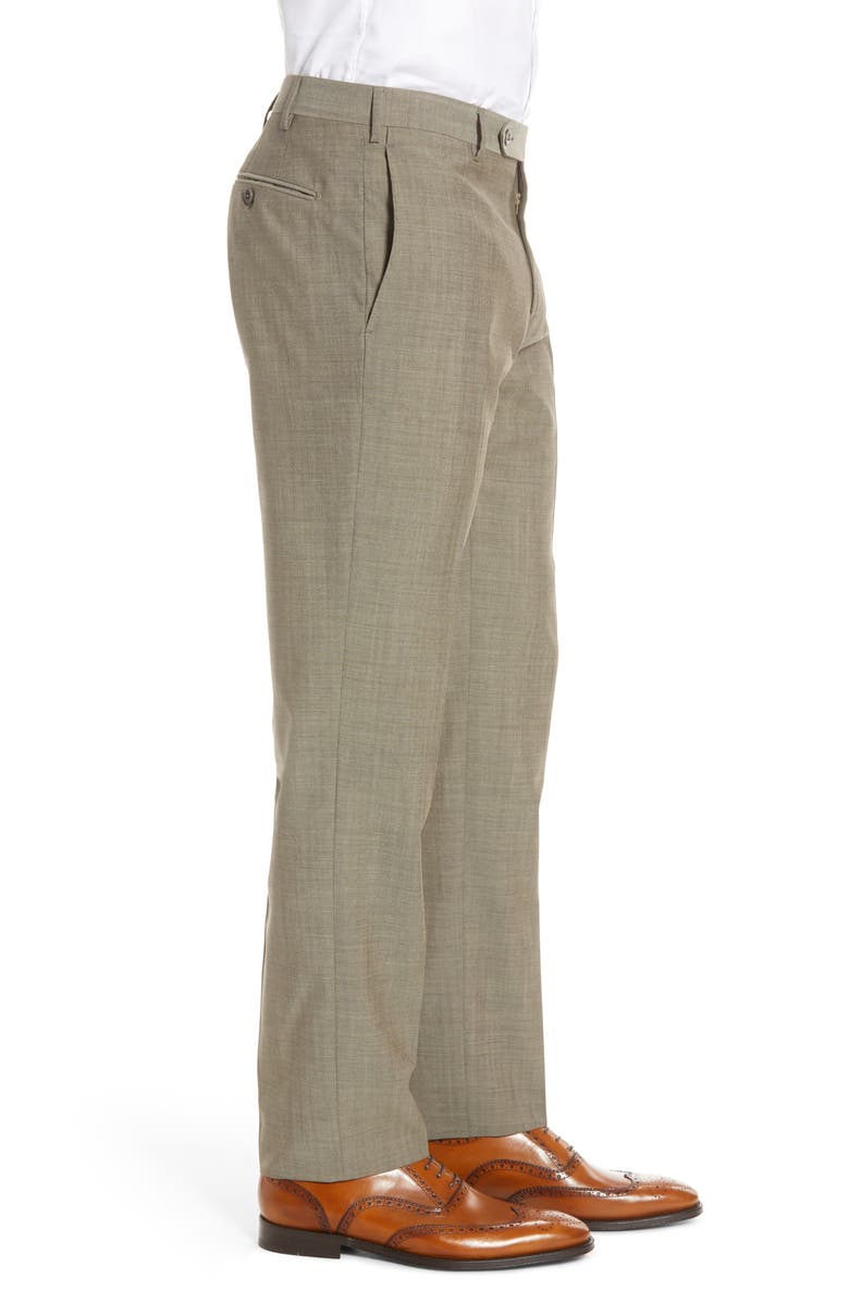 Zanella Parker Flat Front Solid Wool Dress Pants, Alternate, color,