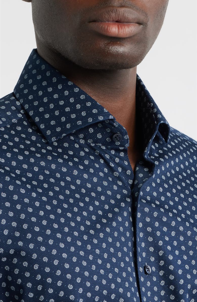 1863 by Eterna Modern Fit Print Non-Iron Cotton Twill Dress Shirt, Alternate, color, Blue White