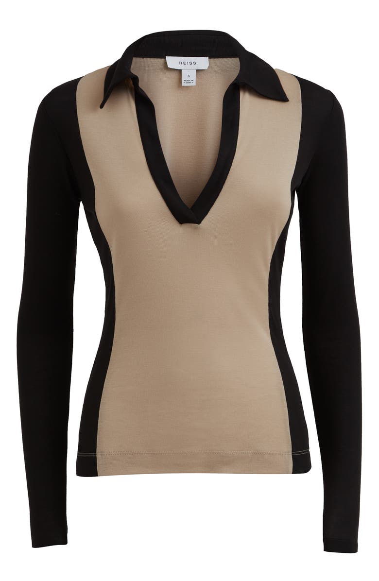 Reiss Eden Colorblock Johnny Collar Top, Alternate, color, 