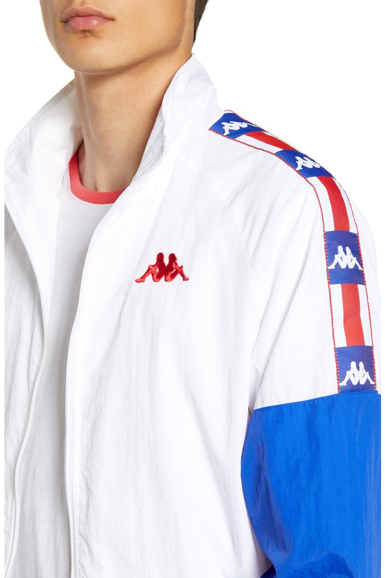 Kappa Authentic LA Basalt Nylon Track Jacket, Alternate, color, WHITE-BLUE-BLUE