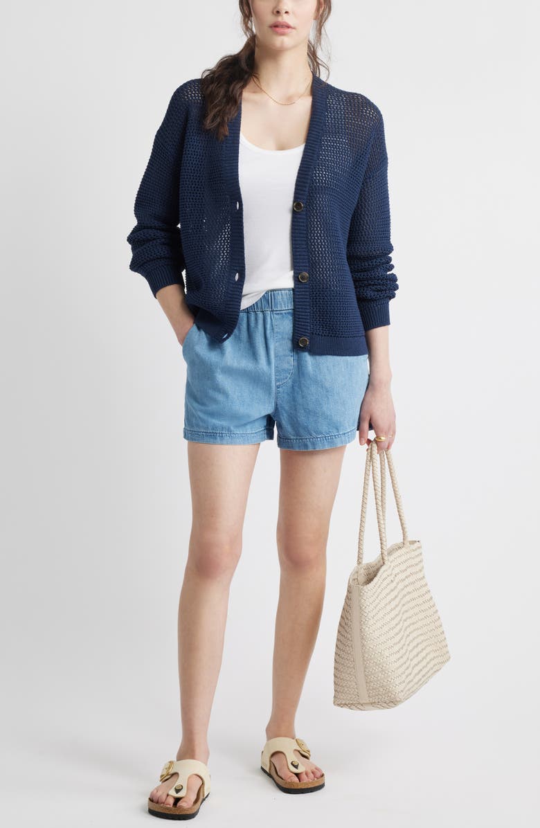 Caslon<sup>®</sup> Open Stitch Cotton Cardigan, Alternate, color, Navy Blazer