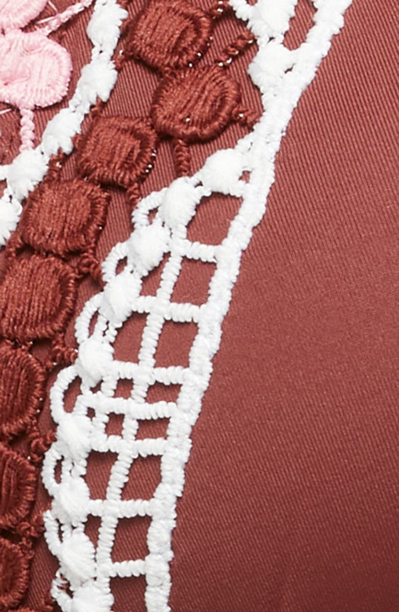 Becca Delilah Crochet Trim Halter Bikini Top, Alternate, color, 