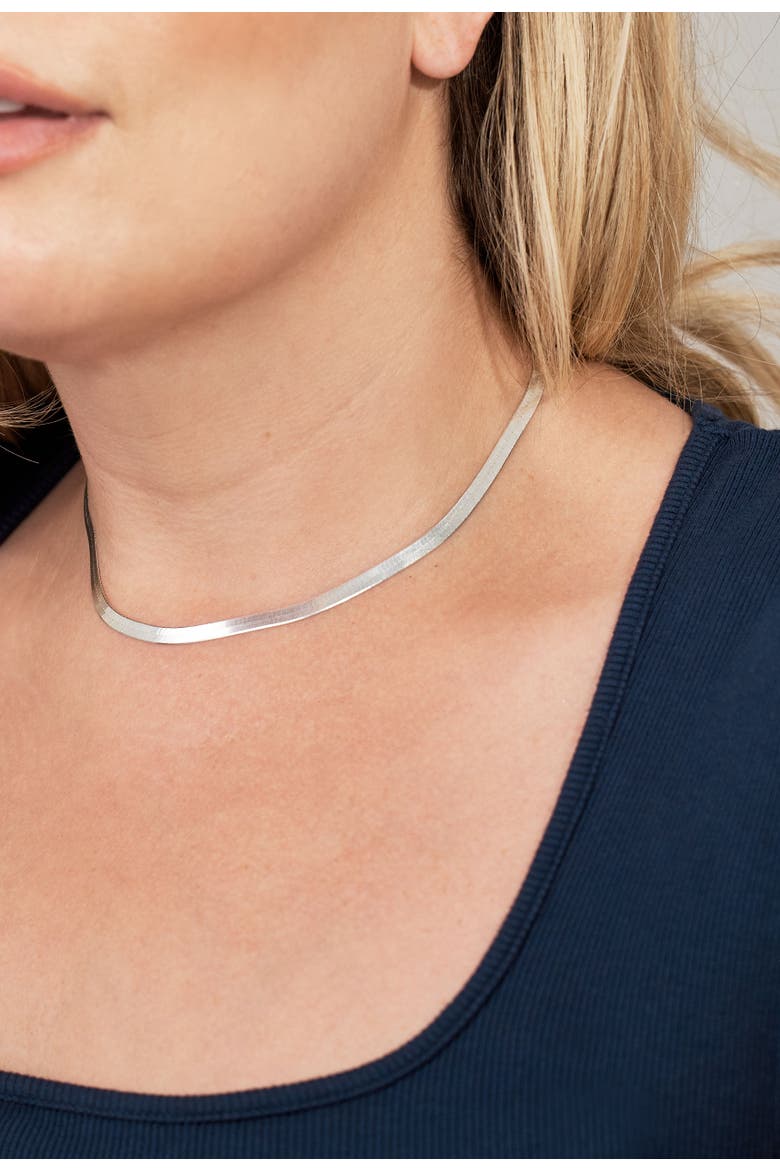 Python 18kt Gold Filled Herringbone Necklace, Alternate, color, Silver - 16"