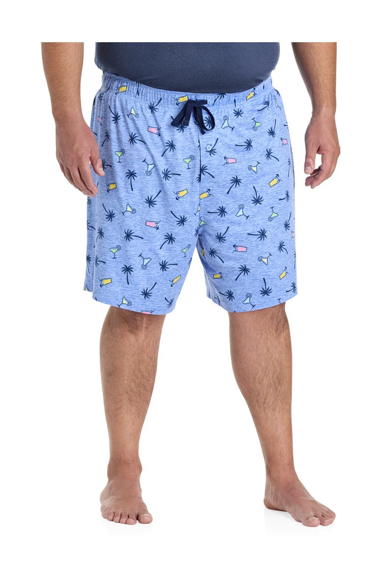 Harbor Bay by DXL Big & Tall Tropical Drinks Printed Lounge Shorts, Main, color, Blue Multi