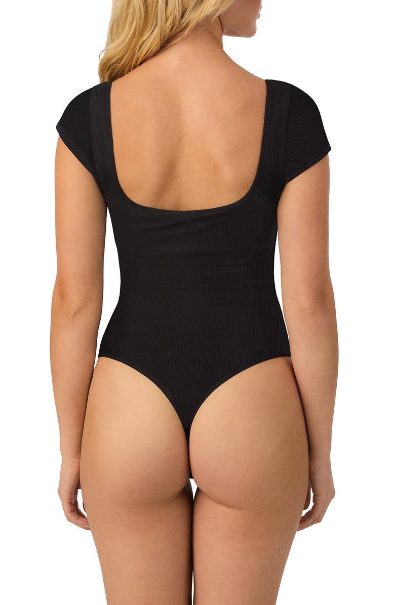 On Gossamer Cabana Rib Bodysuit, Alternate, color, Black