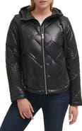 KARL LAGERFELD PARIS Water-Resistant Hooded Quilted Jacket