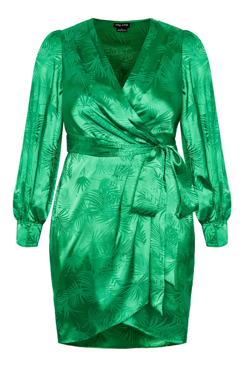 Sara Long Sleeve Faux Wrap Dress, Alternate, color, BRIGHT GREEN