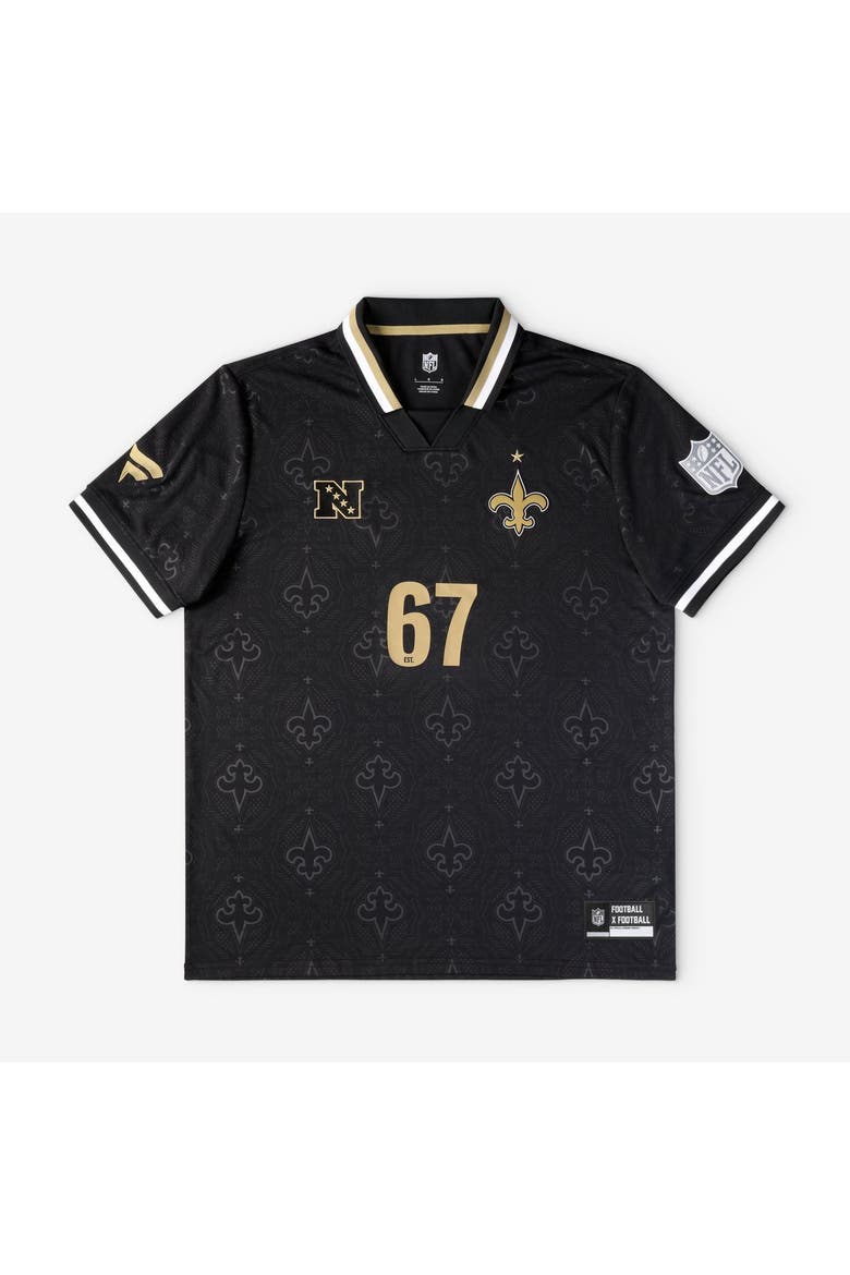 Youth Fanatics Black New Orleans Saints Football x Football Collared Fan Top, Main, color, Black