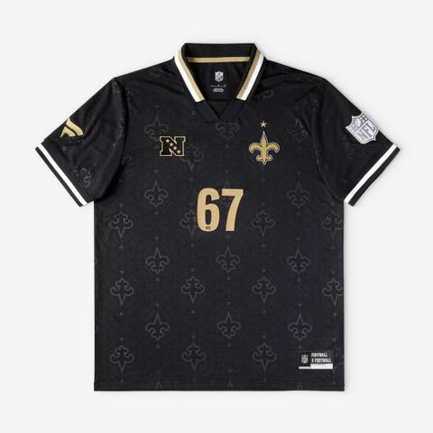 Youth Fanatics Black New Orleans Saints Football x Football Collared Fan Top