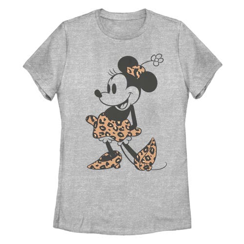 Minnie Mouse Leopard Outfit Graphic T-shirt In Gray