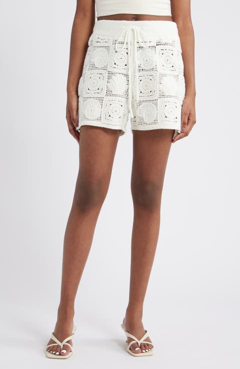 Catalina Crochet Stitch Drawstring Shorts