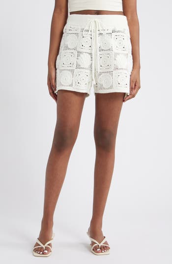 Catalina Crochet Stitch Drawstring Shorts